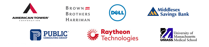 American Tower, Brown Brothers Harriman, Dell, Middlesex Savings Bank, Public Consulting Group, Raytheon Technologies, UMASS Medical School